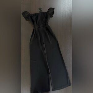 Forever 21 Black Off-Shoulder Wide-Leg Jumpsuit